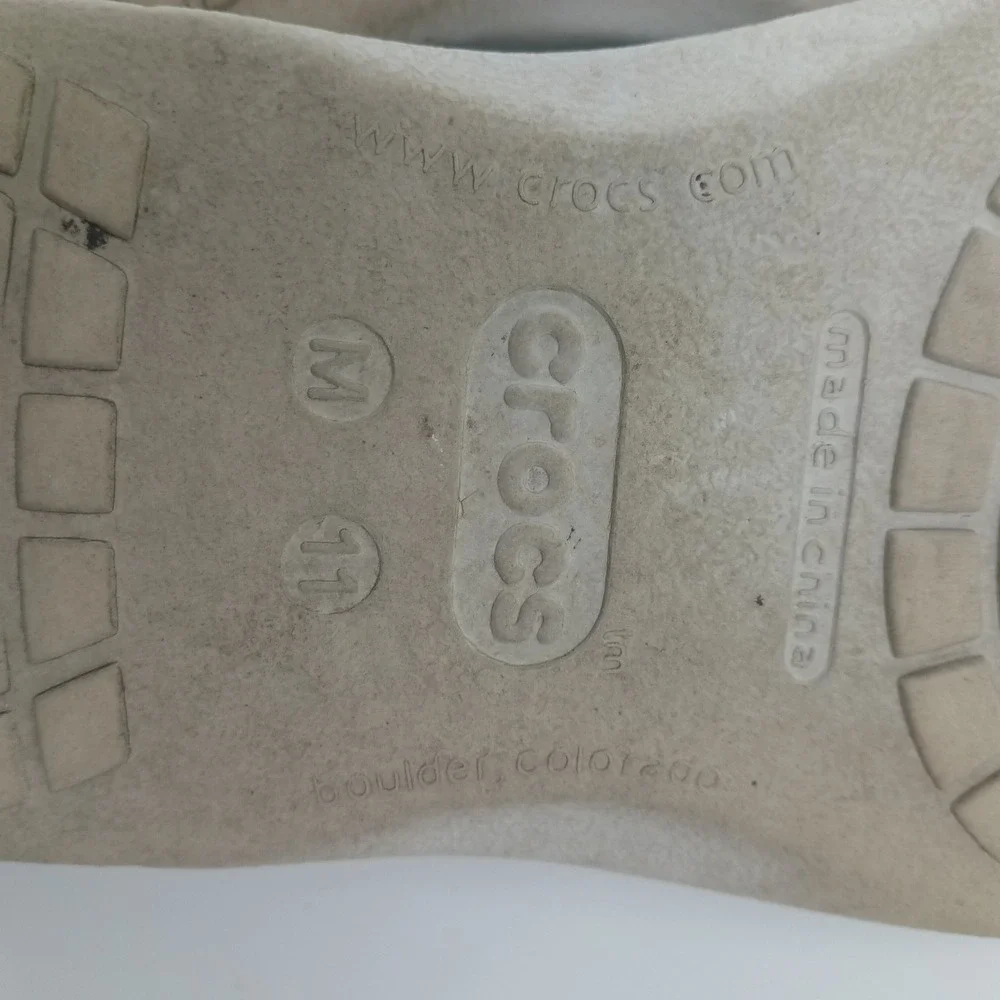Crocs Beach Line Boat Shoes Mens 11 Grey Navy Leather Loafers 14327